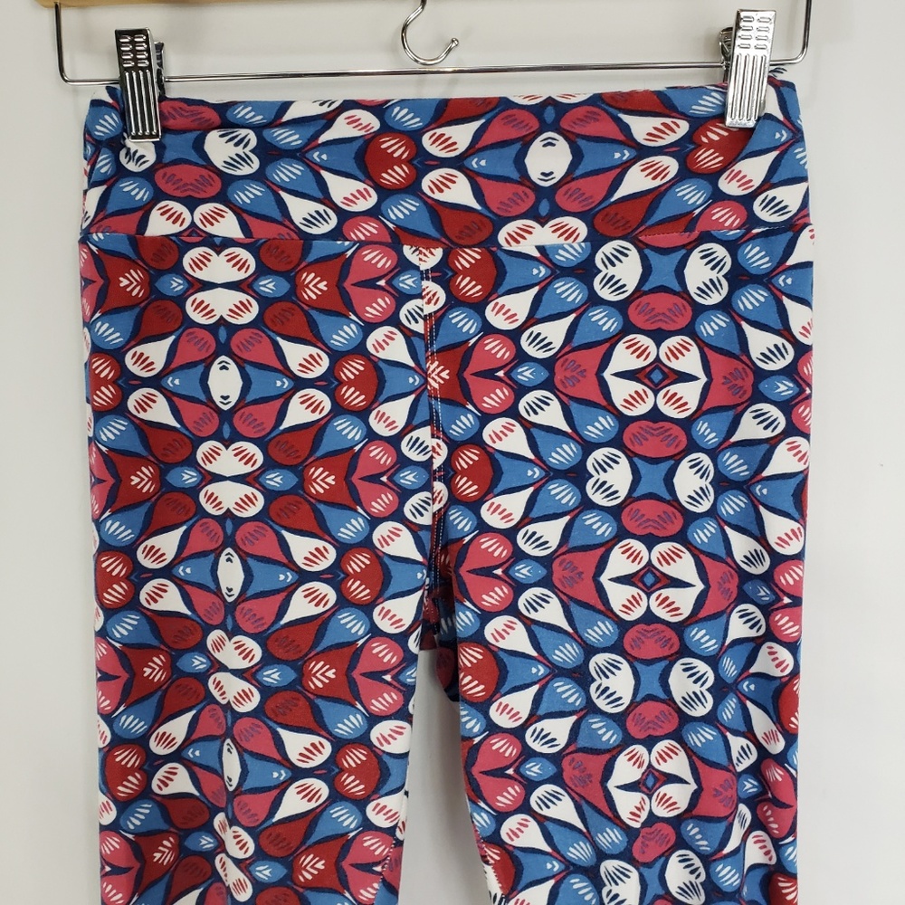 LuLaRoe Blue Pink Teardrop Leggings - Picture 2 of 4
